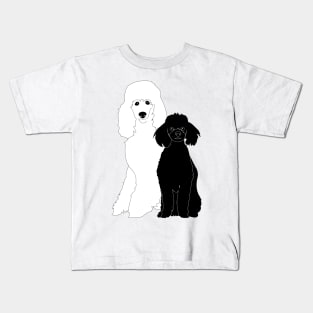 Poodle Couple Black And White Kids T-Shirt